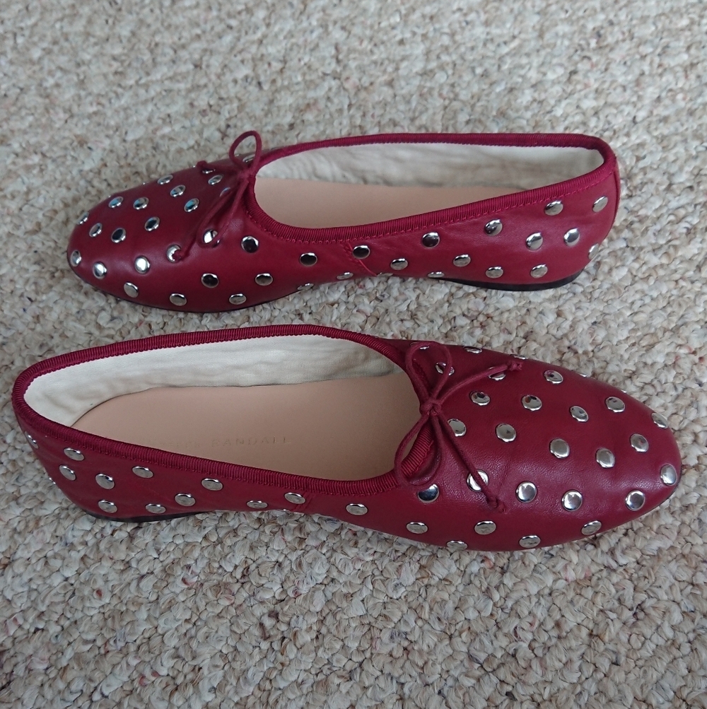 Loeffler Randall Landon Studded Leather Ballerina Flats in Burgundy size 6.5 - Picture 8 of 16